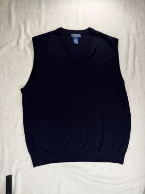 Joseph & Lyman 100% Merino Wool Sweater Vest Men’s L Black V-Neck Preppy